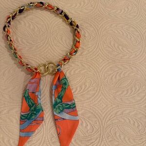 Necklace with woven scarf